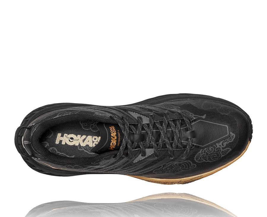 Tenis Hoka One One Trail Hombre Negros/Dorados - Speedgoat 4 Cny - DOKS58642